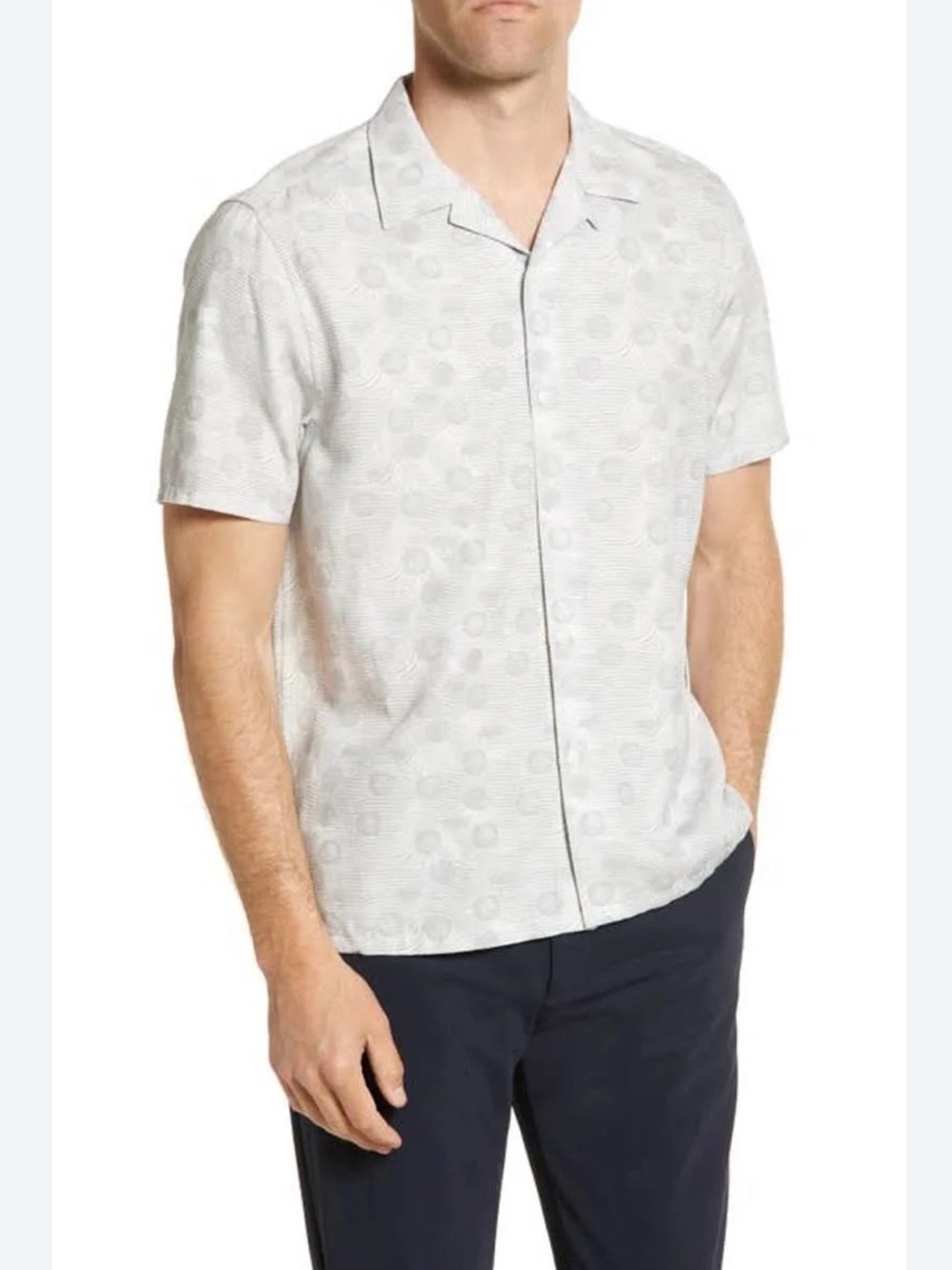 Ted Baker London Maslin Spot Print Short Sleeve Button-Up Camp Shirt 4 large